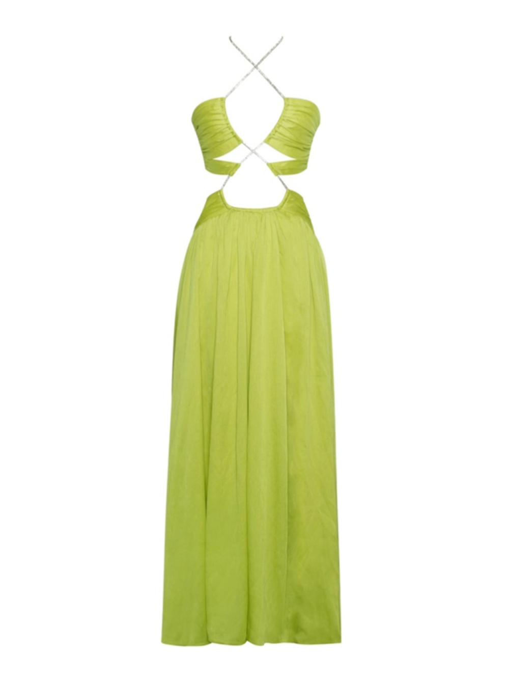 Miss Circle Quinby Chiffon Pleated Lace Up Maxi Dress Sz M NWT - Picture 5 of 8